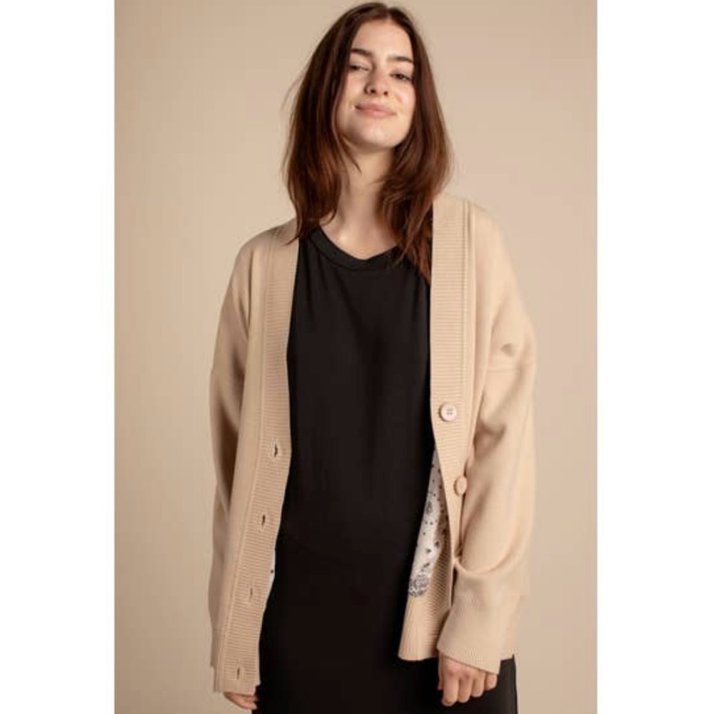 Oversized Tan Button Up Cardigan